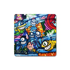 Graffiti Urban Colorful Graffiti Cartoon Fish Square Magnet by genx