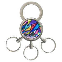 Urban Colorful Graffiti Brick Wall Industrial Scale Abstract Pattern 3-ring Key Chains by genx