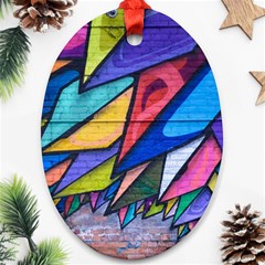 Urban Colorful Graffiti Brick Wall Industrial Scale Abstract Pattern Oval Ornament (two Sides) by genx