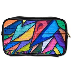 Urban Colorful Graffiti Brick Wall Industrial Scale Abstract Pattern Toiletries Bag (two Sides) by genx