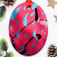 Graffiti Watermelon Pink With Light Blue Drops Retro Oval Ornament (two Sides) by genx