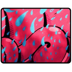 Graffiti Watermelon Pink With Light Blue Drops Retro Fleece Blanket (medium)  by genx