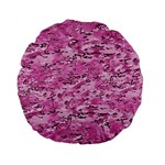 Pink Camouflage Army Military Girl Standard 15  Premium Flano Round Cushions Front