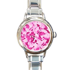 Standard Pink Camouflage Army Military Girl Round Italian Charm Watch by snek