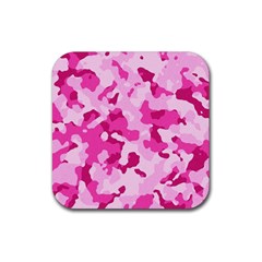 Standard Pink Camouflage Army Military Girl Rubber Coaster (square)  by snek