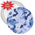 Standard light blue Camouflage Army Military 3  Buttons (100 pack)  Front