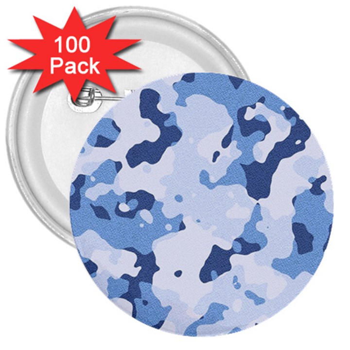 Standard light blue Camouflage Army Military 3  Buttons (100 pack) 