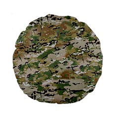 Wood Camouflage Military Army Green Khaki Pattern Standard 15  Premium Round Cushions by snek