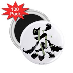 Tea Calligraphy 2 25  Magnets (100 Pack)  by EMWdesign