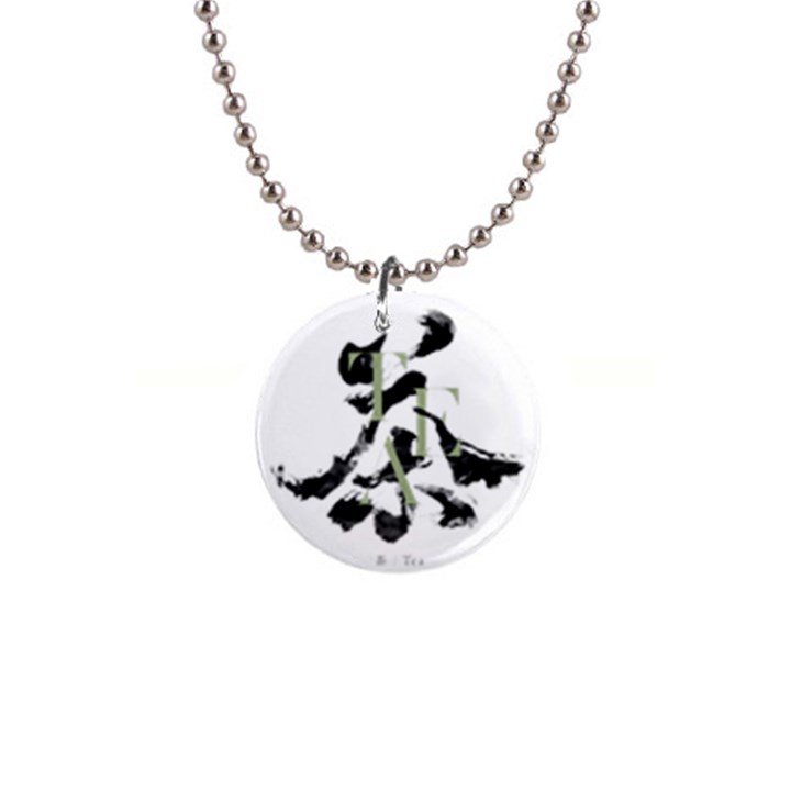 Tea Calligraphy 1  Button Necklace