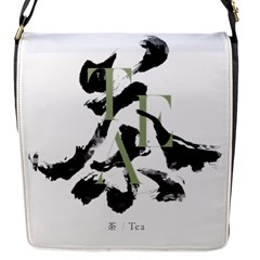 Tea Calligraphy Flap Closure Messenger Bag (s) by EMWdesign