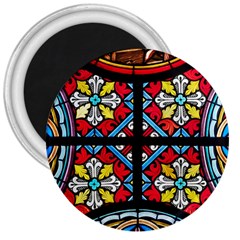 Stained Glass Window Colorful Color 3  Magnets by Pakrebo