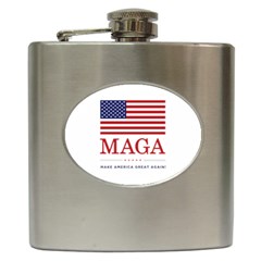 Maga Make America Great Again With Usa Flag Hip Flask (6 Oz) by snek