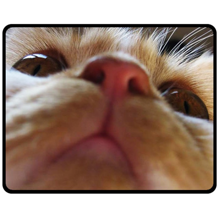 Funny Cute Cat Macro Eyes Fleece Blanket (Medium) 