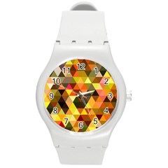 Abstract Geometric Triangles Shapes Round Plastic Sport Watch (m) by Mariart