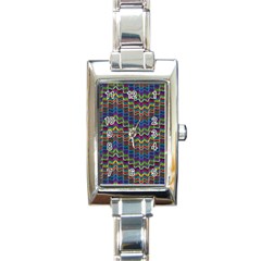 Decorative Ornamental Abstract Wave Rectangle Italian Charm Watch by Mariart