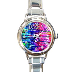 Paint Splatter - Rainbow Round Italian Charm Watch by WensdaiAmbrose