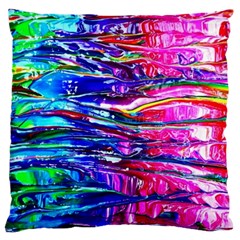 Paint Splatter - Rainbow Large Flano Cushion Case (two Sides) by WensdaiAmbrose