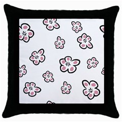 Plum Seamless Flower Throw Pillow Case (black) by Mariart