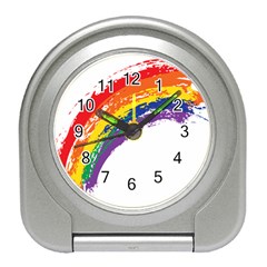 Watercolor Painting Rainbow Travel Alarm Clock by Mariart