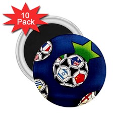 Textile Football Soccer Fabric 2 25  Magnets (10 Pack)  by Pakrebo