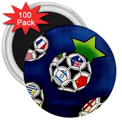 Textile Football Soccer Fabric 3  Magnets (100 Pack) by Pakrebo