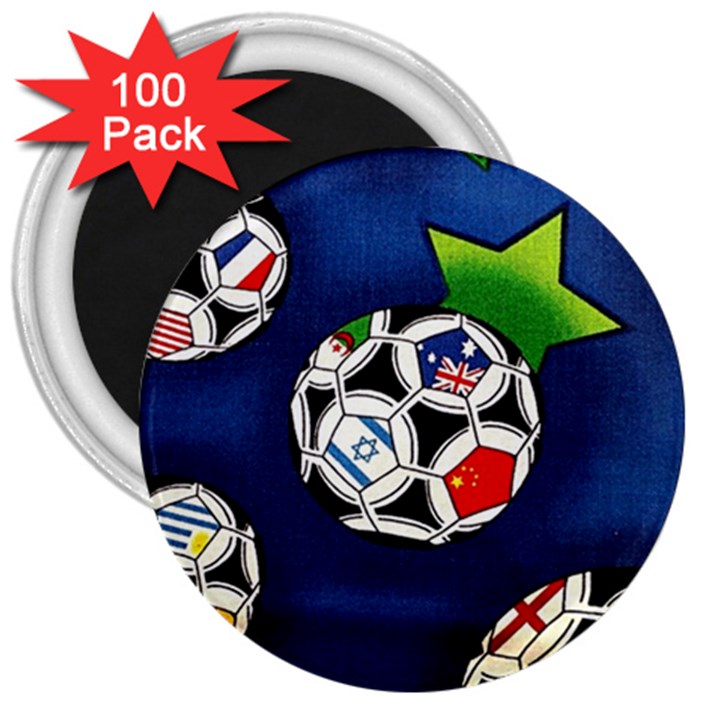 Textile Football Soccer Fabric 3  Magnets (100 pack)