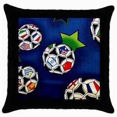 Textile Football Soccer Fabric Throw Pillow Case (black) by Pakrebo