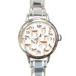 Seamless Deer Pattern Design Round Italian Charm Watch Front