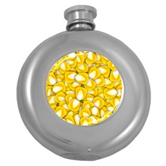 Pattern Background Corn Kernels Round Hip Flask (5 Oz) by Pakrebo