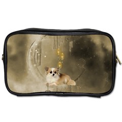 Cute Little Chihuahua With Hearts On The Moon Toiletries Bag (two Sides) by FantasyWorld7