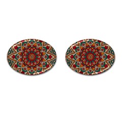 Mandala - Red & Teal Cufflinks (oval) by WensdaiAmbrose