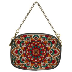 Mandala - Red & Teal Chain Purse (two Sides) by WensdaiAmbrose