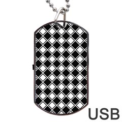 Square Diagonal Pattern Dog Tag Usb Flash (one Side) by Mariart