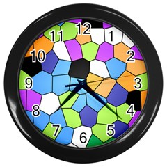 Stained Glass Colourful Pattern Wall Clock (black) by Mariart