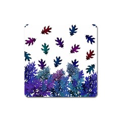 Blue Purple Leaves Square Magnet by LoolyElzayat