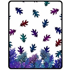 Blue Purple Leaves Fleece Blanket (medium)  by LoolyElzayat