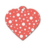 Polka Dot On Living Coral Dog Tag Heart (Two Sides) Front