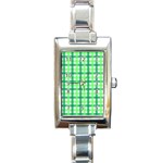 Sweet Pea Green Gingham Rectangle Italian Charm Watch Front