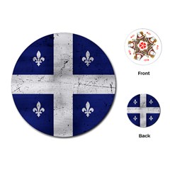 Flag Quebec Drapeau Grunge Fleur De Lys Blue And White Playing Cards (round) by Quebec