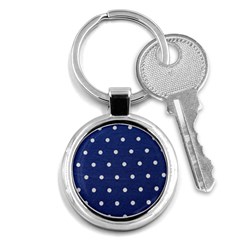 Navy Polka Dot Key Chains (round)  by WensdaiAmbrose