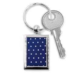 Navy Polka Dot Key Chains (rectangle)  by WensdaiAmbrose