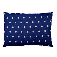 Navy Polka Dot Pillow Case (two Sides) by WensdaiAmbrose