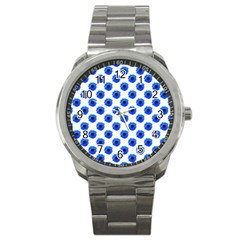 Sunflower Digital Paper Blue Sport Metal Watch by Mariart