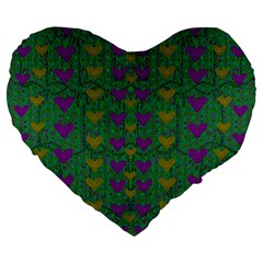 In Love With Festive Hearts Large 19  Premium Flano Heart Shape Cushions by pepitasart