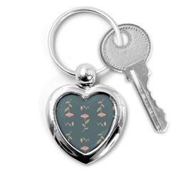 Florets In Grey Key Chains (heart)  by WensdaiAmbrose