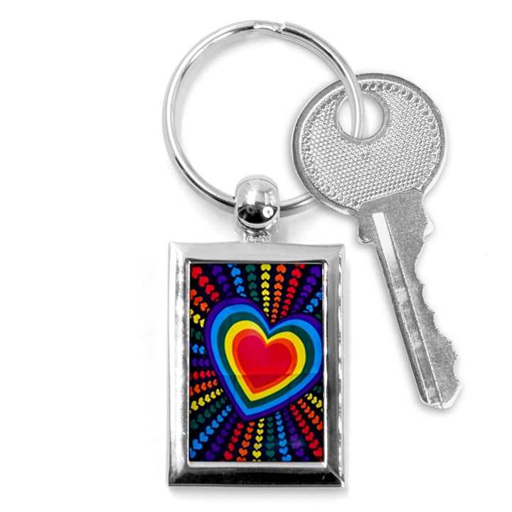 Rainbow Pop Heart Key Chains (Rectangle) 