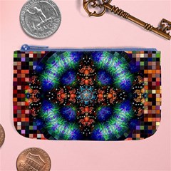 Mosaic Kaleidoscope Form Pattern Large Coin Purse by Pakrebo