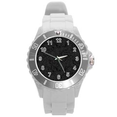 Back To Black Round Plastic Sport Watch (l) by WensdaiAmbrose