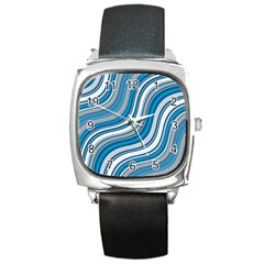 Blue Wave Surges On Square Metal Watch by WensdaiAmbrose